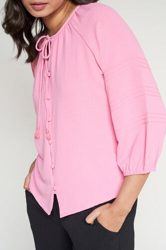 Rose Pink Solid Straight Top, Rose Pink, image 3